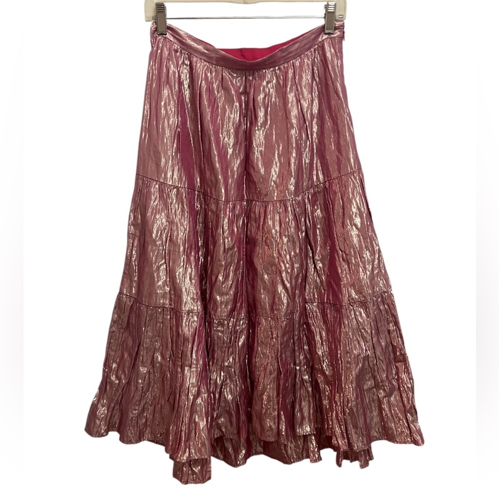 Anthropologie Maeve  Alicia Crinkled Metallic Maxi Skirt - Size 8 - Picture 3 of 7